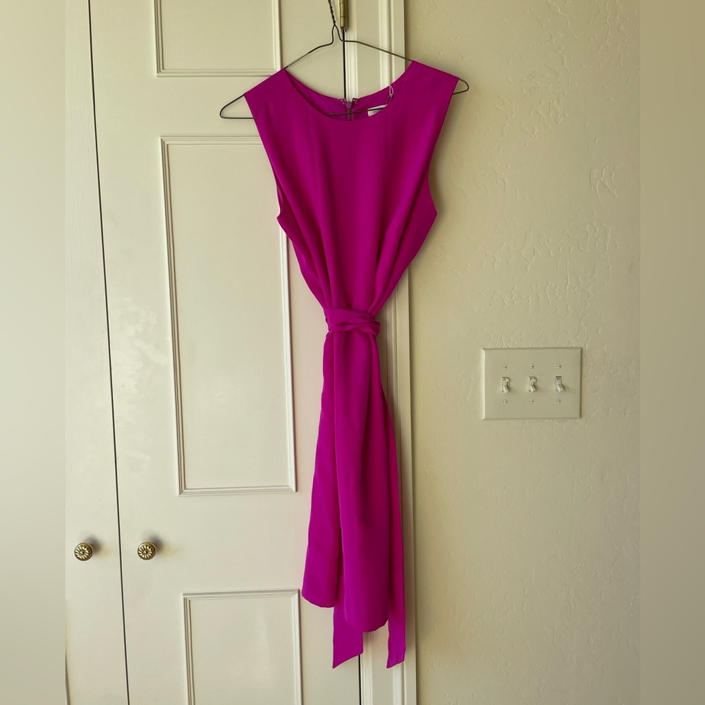 Vintage Vanessa Fox Magenta Silk Crepe Dress Size 4